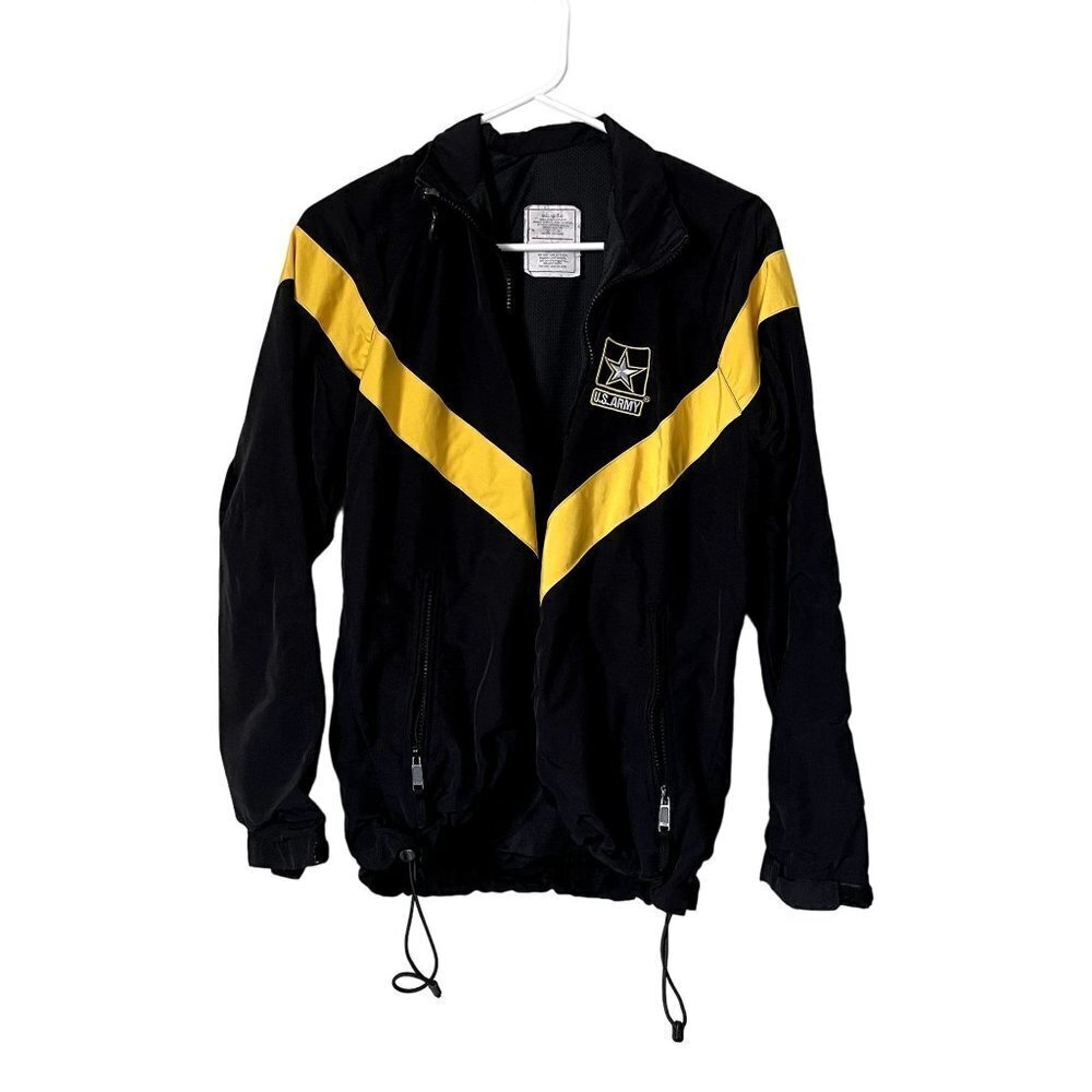 U.S. Army physical fitness uniform black and yellow nylon pockets comfortable